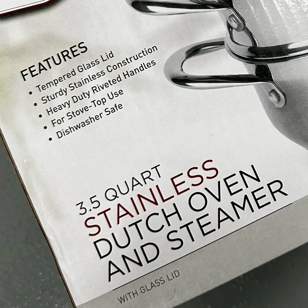 PARINI 3.5 Quart Stainless Dutch Oven and Steamer